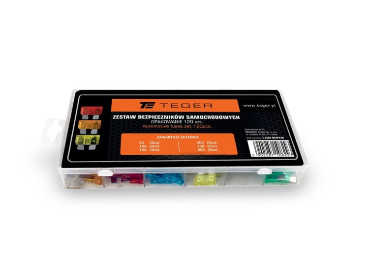 Zestaw bezpieczników samochodowych 120szt TEGER 2