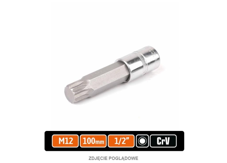 Klucz nasadowy 1/2" z bitem SPLINE 100 mm/M12 / TEGER 2