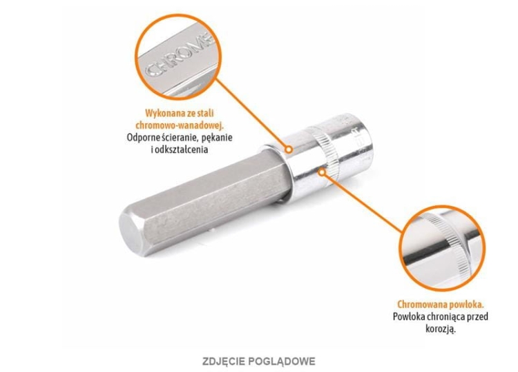 Klucz nasadowy 1/2" z bitem HEX 100 mm/H12 / TEGER 2