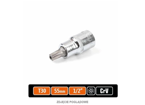 Klucz nasadowy 1/2" z bitem TORX 55 mm/T30 / (z otworem) / TEGER 2