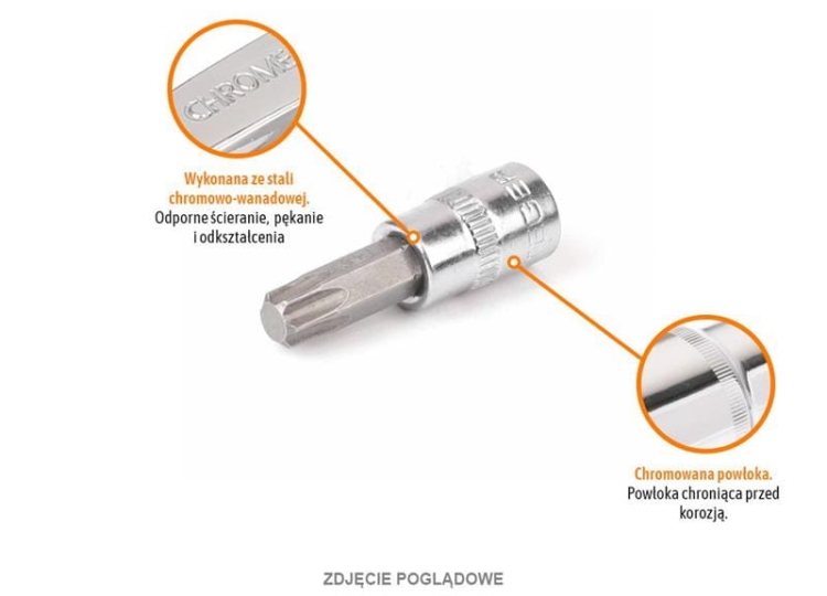 Klucz nasadowy 1/4" z bitem TORX 37 mm/T8 /TEGER 2