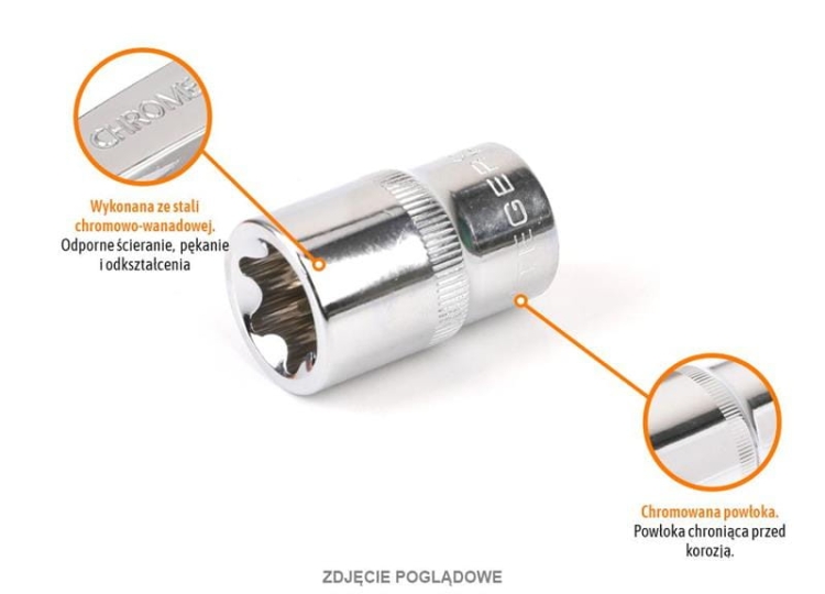 Klucz nasadowy 1/2" TORX E18 / TEGER  2
