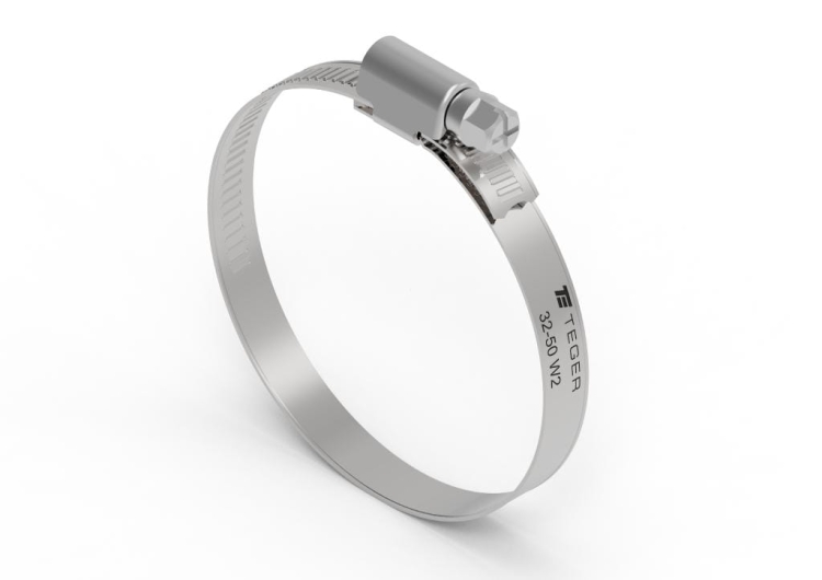 Opaska zaciskowa 32-50 ślimakowa (obejma W2 - stal nierdzewna) szerokość 9mm TEGER