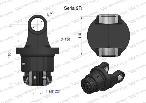Sprzęgło jednokierunkowe prawe wału Seria 9R - 41x118 - 1 3/8 Z21 WARYŃSKI 2