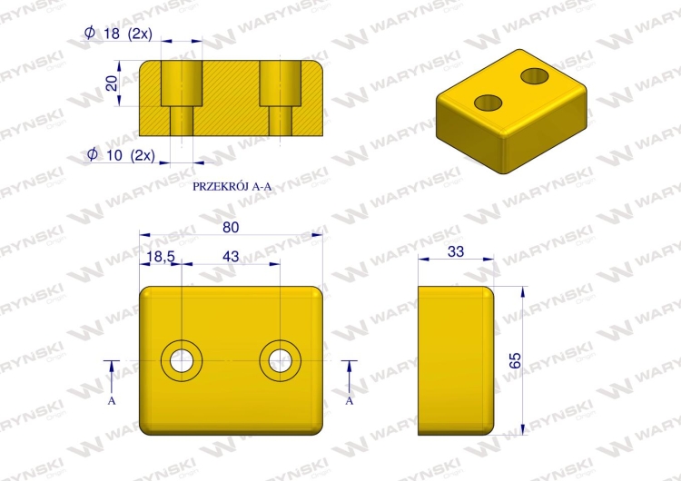 Resor płaski odbojnik poliuretanowy 80x65x33 90sha Waryński 2
