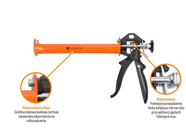 Wyciskacz do mas silikonowych 245 mm - bez blokady wypływu masy - wzmocniony TEGER 2