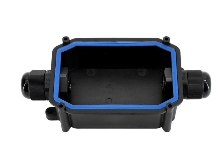 Uniwersalna hermetyczna prostokątna puszka łączeniowa z dławicami x2 IP66 2