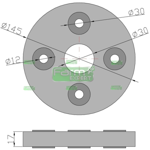 Tarcza elastyczna sprzęgła 4 otwory fi 12mm Rozrzutnik/RCW 2
