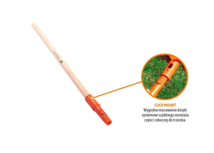 Trzonek drewniany 80cm (mocowanie CLICK) TEGER 2