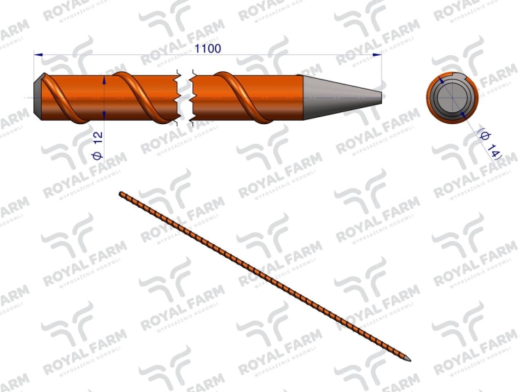 Palik Słupek z włókna szklanego 12mm L-1100 ROYAL FARM 3