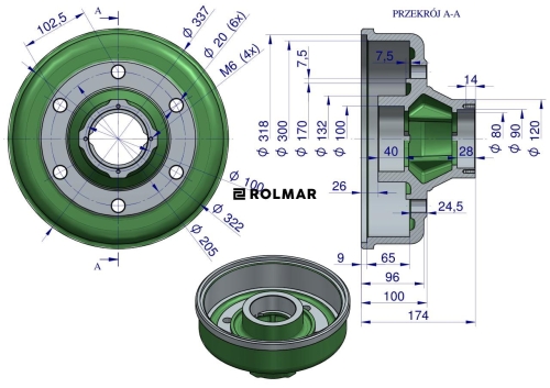 Bęben z piastą tandem Rozrzutnik 2