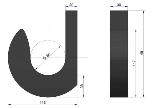 Hak łyżki ładowacza stalowy fi-60 2