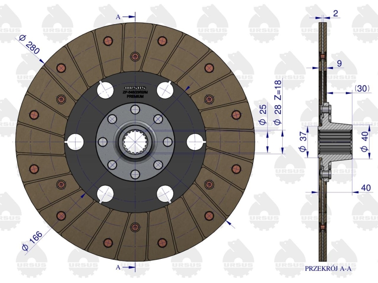 Tarcza sprzęgła napędu ciągnika I stopnia C-360-3P PREMIUM ORYGINAŁ URSUS 3