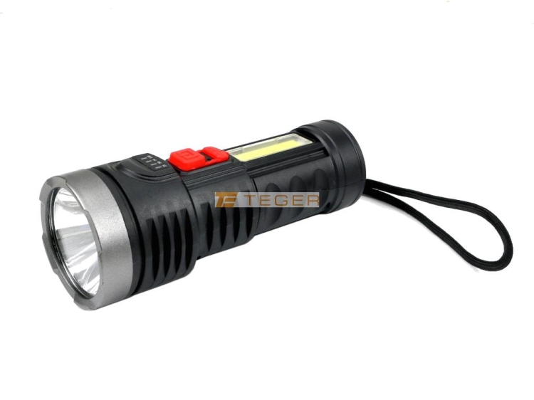 Latarka uniwersalna obudowa z ABS diody LED XPE COB 250 lm z funkcją warsztatową ładowana USB Teger 2