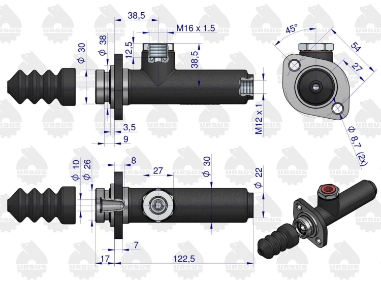 Pompa hamulcowa krótka 80600076 C-360/385 ORYGINAŁ URSUS 2