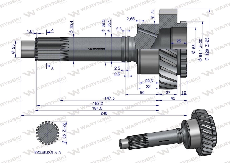 Wałek napędowy 87123002 WARYŃSKI 3