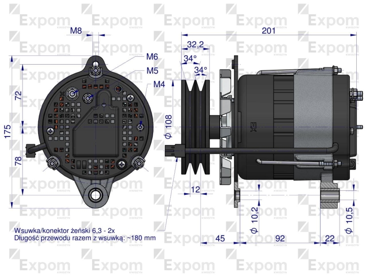 Alternator MTZ 80A z przewodem EXPOM KWIDZYN eu 3