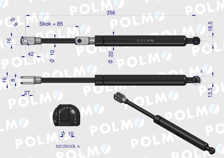 Siłownik podnoszenia maski John Deere AL77767 POLMO 2