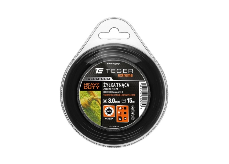Żyłka tnąca do podkaszarek HEAVY DUTY (z rdzeniem) / Okrągła / 3.0 mm / 15 m Extreme TEGER