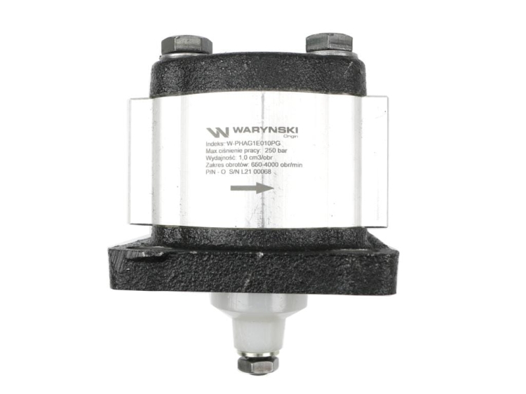 Pompa hydrauliczna zębata 1.0cm3 (grupa 1 - typ europejski) wałek 1:8 przyłącza obustronnie gwinty wewnętrzne 3/8 (obroty prawe) max.250 bar Waryński  3