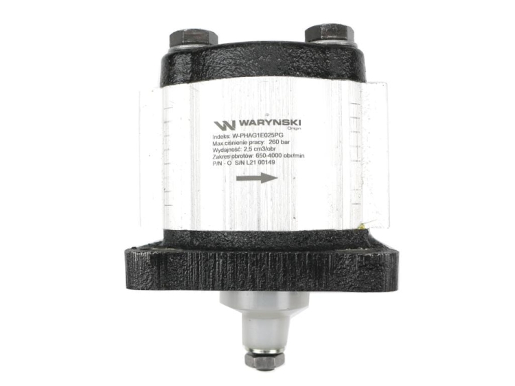 Pompa hydrauliczna zębata 2.5cm3 (grupa 1 - typ europejski) wałek 1:8 przyłącza obustronnie gwinty wewnętrzne 3/8 (obroty prawe) max.260 bar Waryński 3