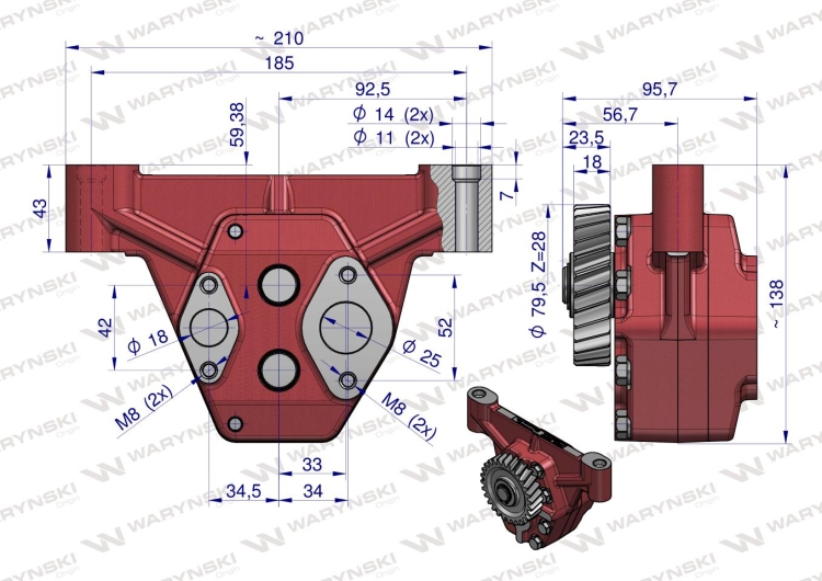 Pompa olejowa silnika do ursusa C-385 4-cyl 83007019 Waryński 2