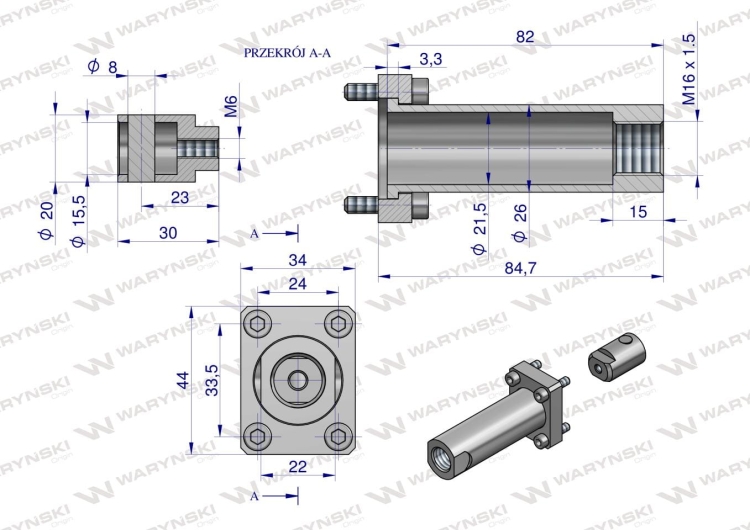 Zestaw (kit) do rozdzielacza hydraulicznego 40l/min - mocowanie linki Waryński 2