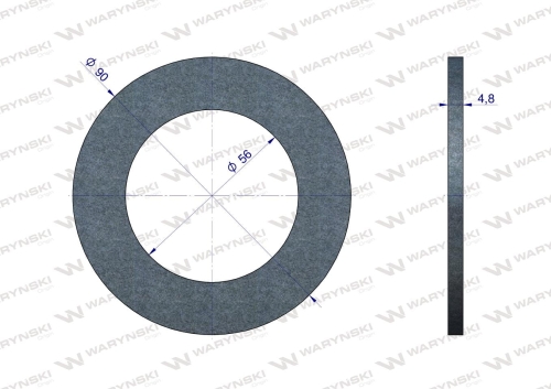 Okładzina sprzęgła ciernego wału przegubowo-teleskopowego seria 1 i 2 wymiary 90x56x4.8 WARYŃSKI 2
