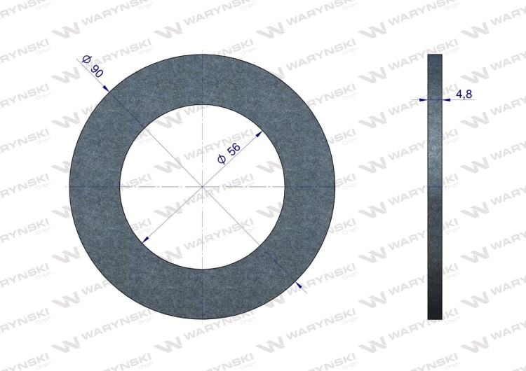 Okładzina sprzęgła ciernego wału przegubowo-teleskopowego seria 1 i 2 wymiary 90x56x4.8 WARYŃSKI 2