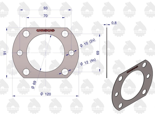 Uszczelka wału napędowego krążelit 0.8mm Zetor ORYGINAŁ URSUS 2