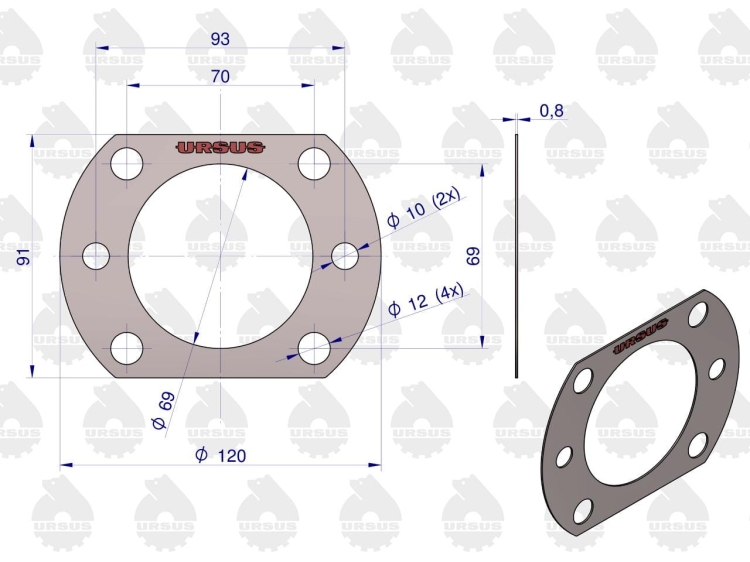 Uszczelka wału napędowego krążelit 0.8mm Zetor ORYGINAŁ URSUS 2