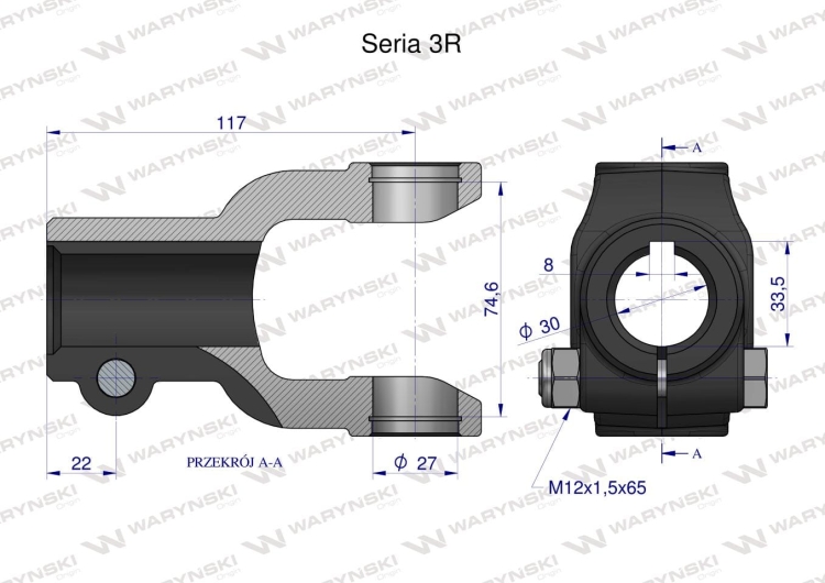 Widłak na wpust 10 śr.otw.30mm - 27X74.6 Seria 3R Waryński 2