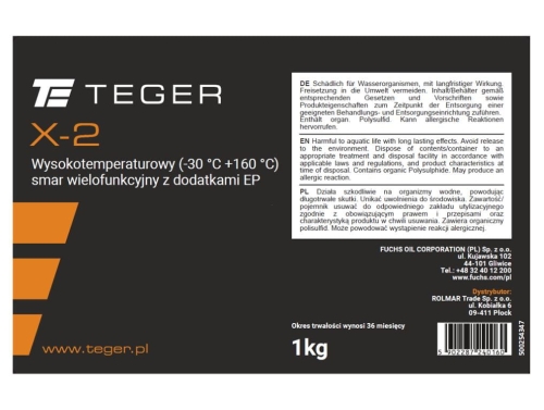 Smar wielofunkcyjny wysokotemperaturowy z dodatkami EP TEGER X-2 opakowanie 1kg 2