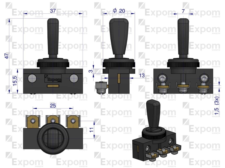 Przełącznik kierunkowskazu W-21 330/360 EXPOM KWIDZYN eu 3