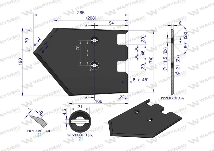 Lemiesz listwowy lewy szerokość wyorywania 620mm Grimme Waryński  2