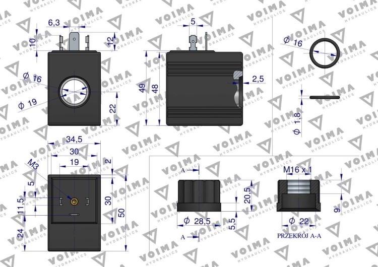 Cewka do rozdzielacza hydraulicznego 40L 12V VOIMA 2