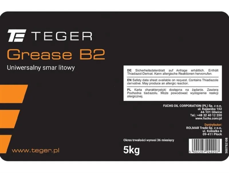 Uniwersalny smar litowy TEGER GREASE B2 opakowanie 5kg 2