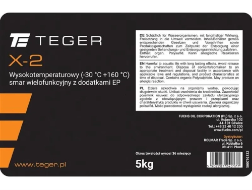 Smar wielofunkcyjny wysokotemperaturowy z dodatkami EP TEGER X-2 opakowanie 5kg 2