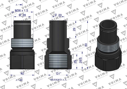 Tuleja ciśnieniowa łącząca rozdzielacze hydrauliczne 120L VOIMA 2