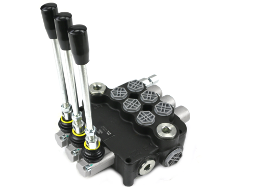 Rozdzielacz hydrauliczny 3-sekcyjny 80L z zatrzaskami VOIMA 2