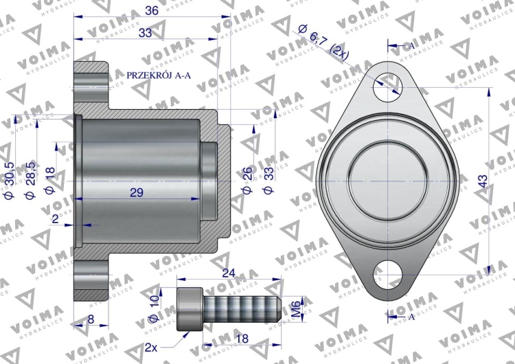 Kołpak rozdzielacza hydraulicznego dolny 80L VOIMA 2