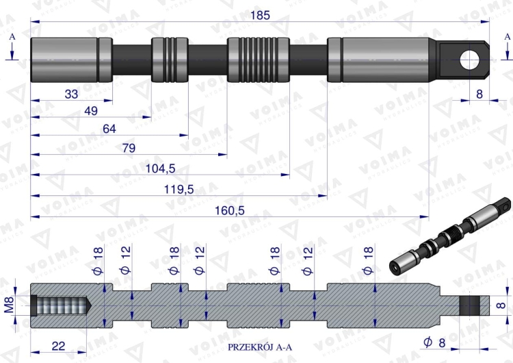 Suwak - do sekcji zwykłej (standardowej) rozdzielaczy hydraulicznych 80L VOIMA 2