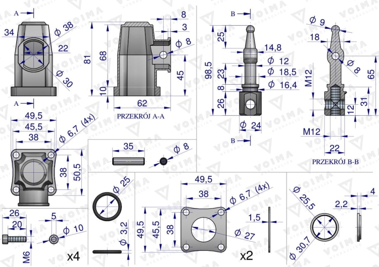 Kołpak rozdzielacza hydraulicznego górny do dźwigni 120L VOIMA  2
