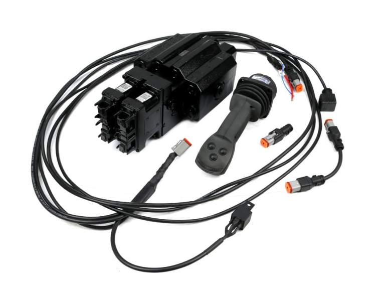 Proporcjonalny rozdzielacz hydrauliczny do ładowaczy LS (Load Sense) 2-sekcyjny max przepływ 90L 1-sekcja pływająca - sterowany elektrycznie (CANBUS)