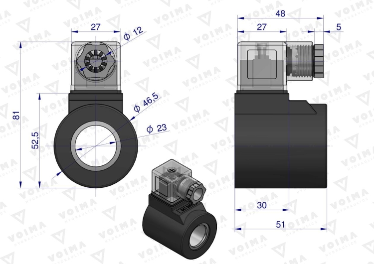 Cewka do rozdzielacza (elektrozawór CETOP 3 NG6) 50L 24V VOIMA  2