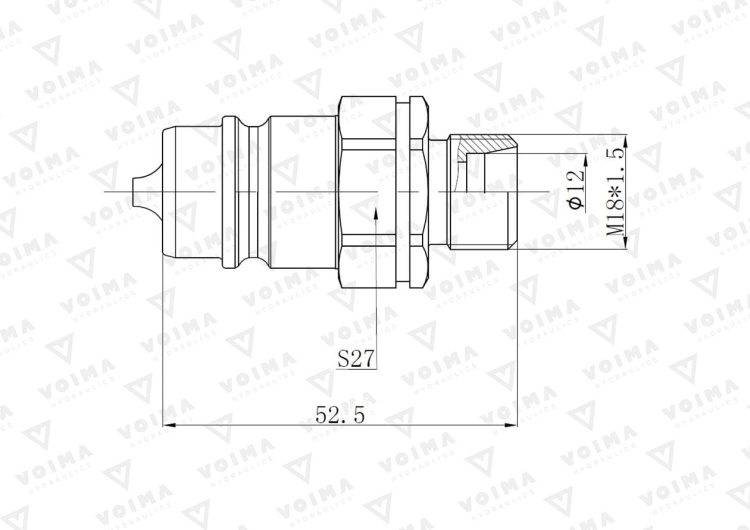 szybkozłącze hydrauliczne wtyczka EURO M18x1.5 GZ (9100818W) VOIMA 2