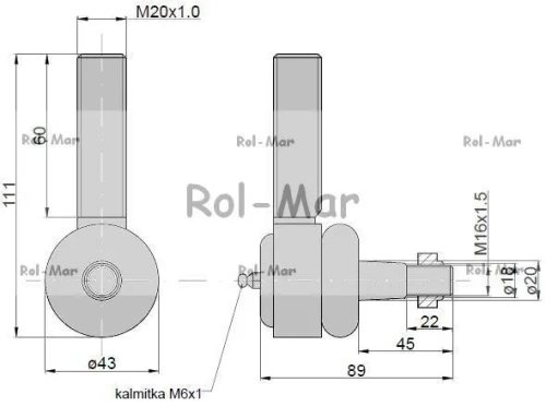 Przegub kierowniczy 80mm - M20x1 5109553 New Holland TAQ 2