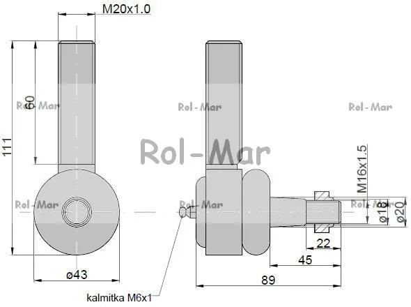 Przegub kierowniczy 80mm - M20x1 5109553 New Holland TAQ 2