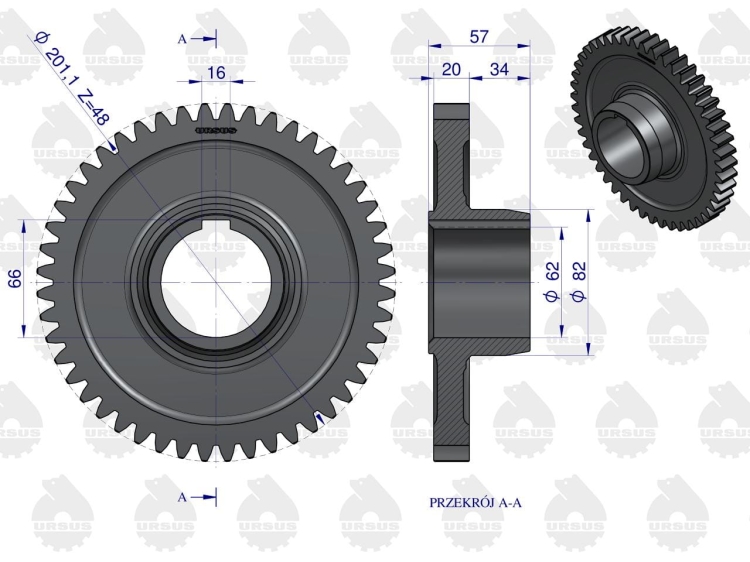 Koło zębate stałego zazębienia C-360 ORYGINAŁ URSUS 2