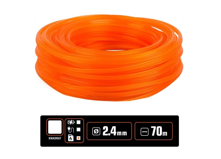 Żyłka tnąca do podkaszarek / Kwadrat / 2.4 mm / 70 m / TEGER 2